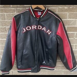 Jordan leather jacket for KIDS. Tags are gone so my guess is small/medium sized.